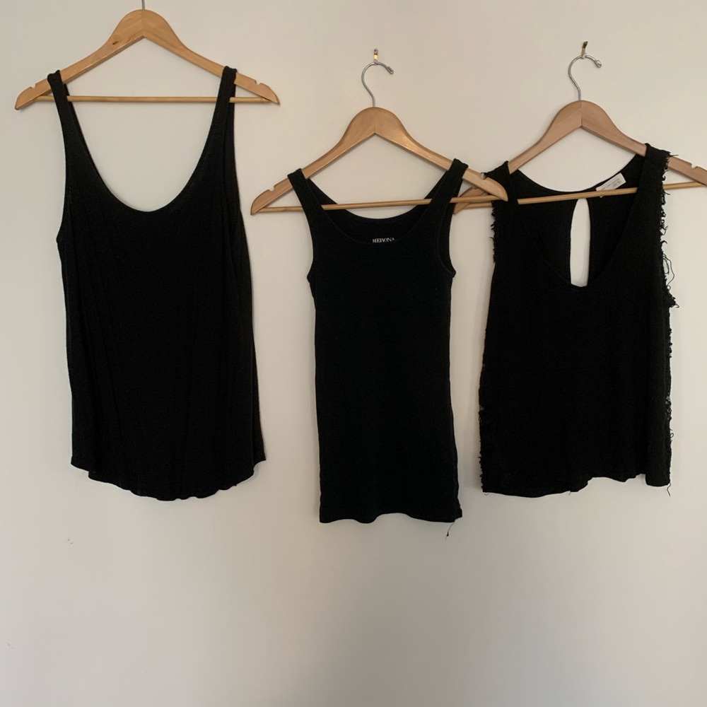 3 black tank tops (S, M, L)